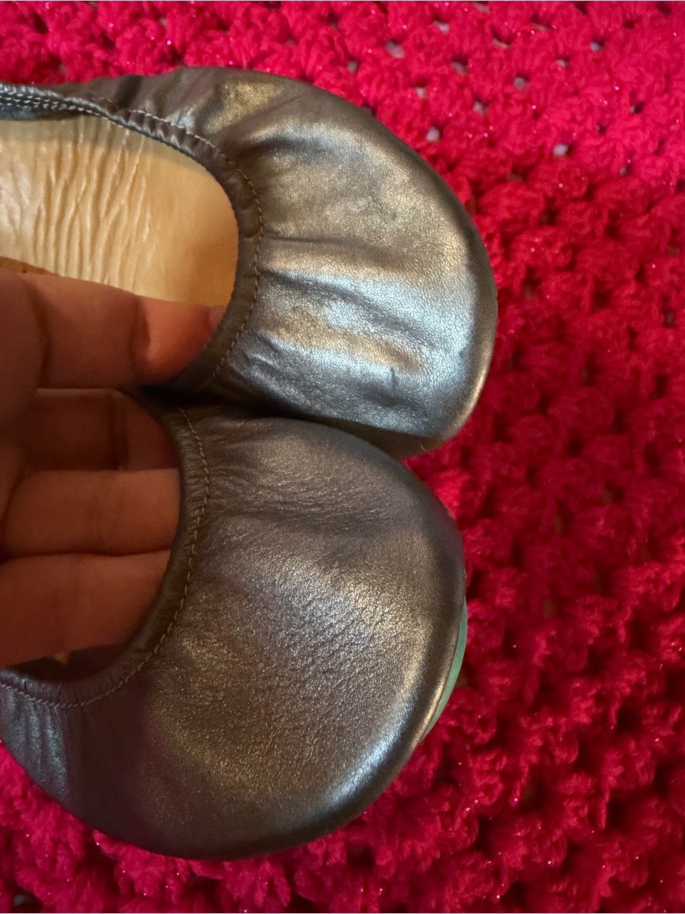 Tieks Metallic Pewter Ballet Flat with Teal Soles - Picture 12 of 14